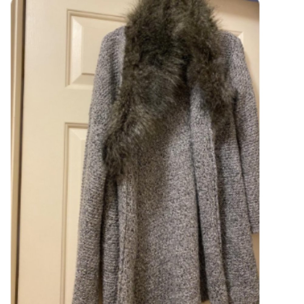 Merona Long Cardigan Sweater with faux fur